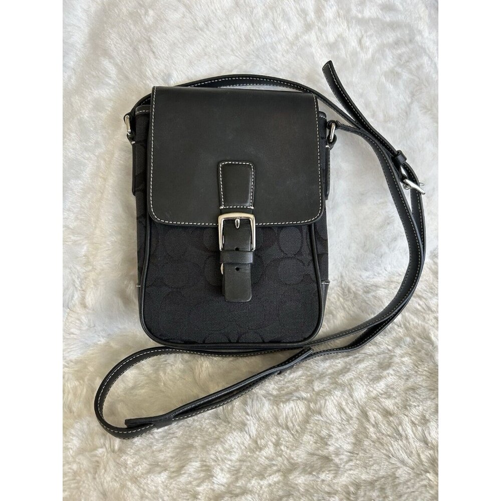 Y2K Coach Black Shoulder‎ Bag Crossbody Swingpack Signature L0R-6098 CLEAN!